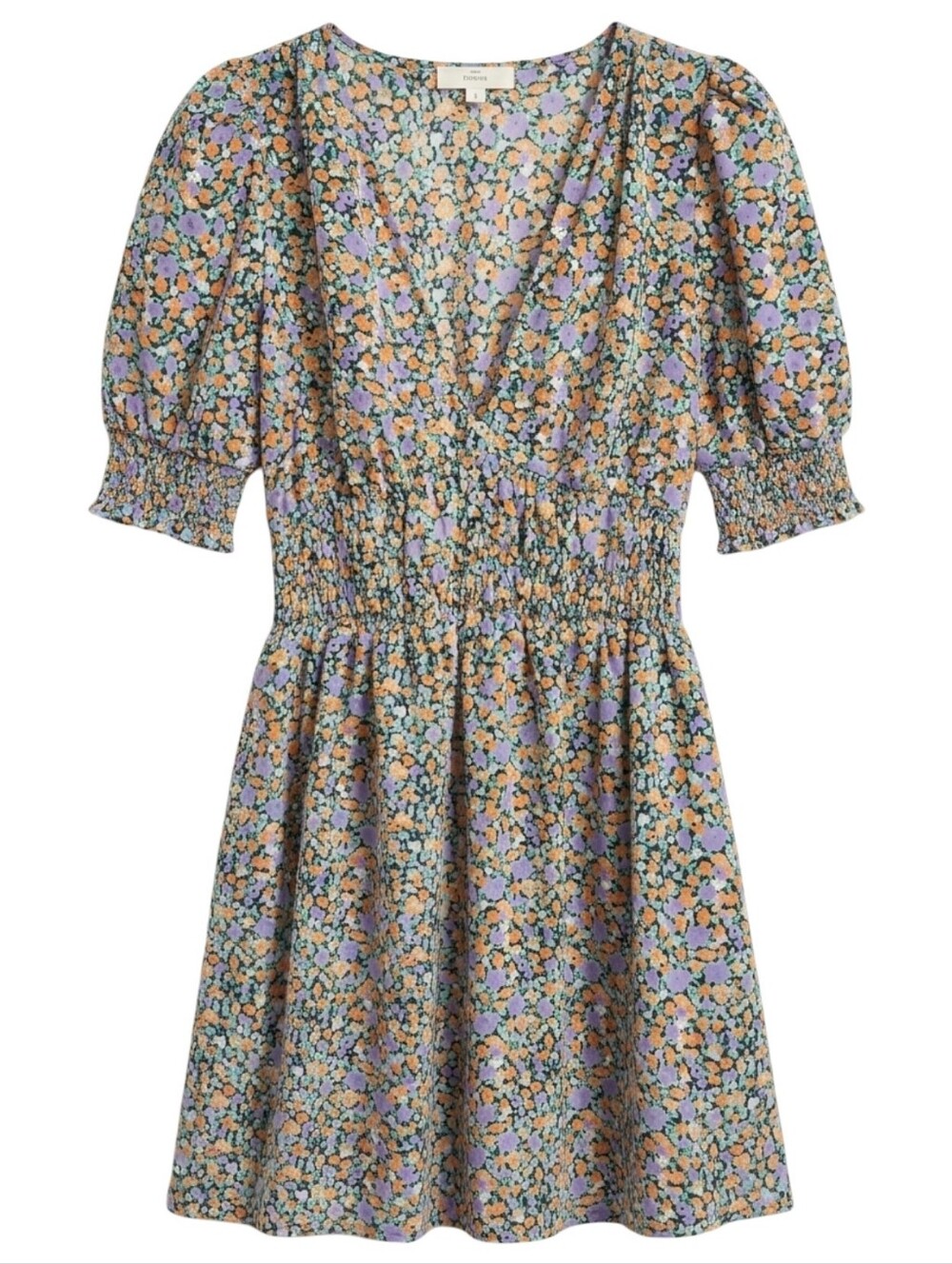 Entro Cottagecore Ditsy Floral Mini Dress Smocked Puff Sleeve Small